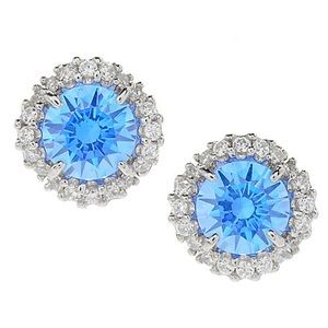Sterling Silver Blue CZ Stud Earrings